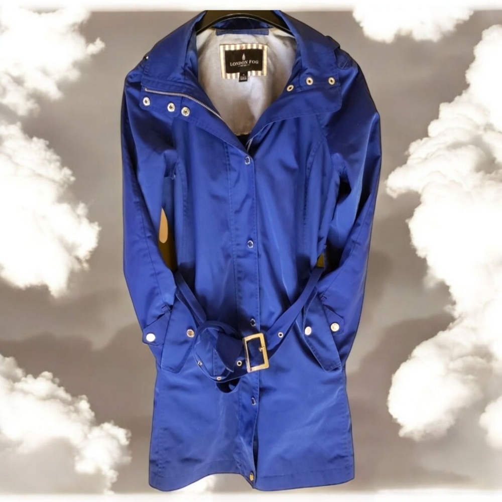 Woman's London Fog Blue Windbreaker Trench Coat